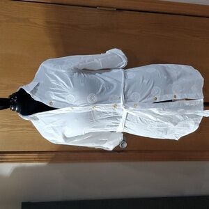 Helen Jon white embroidered beach cover-up with belt